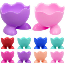 Lot de 10 supports à œufs en silicone antiadhésifs, faciles à ranger et pratiques pour la cuisson à la vapeur.