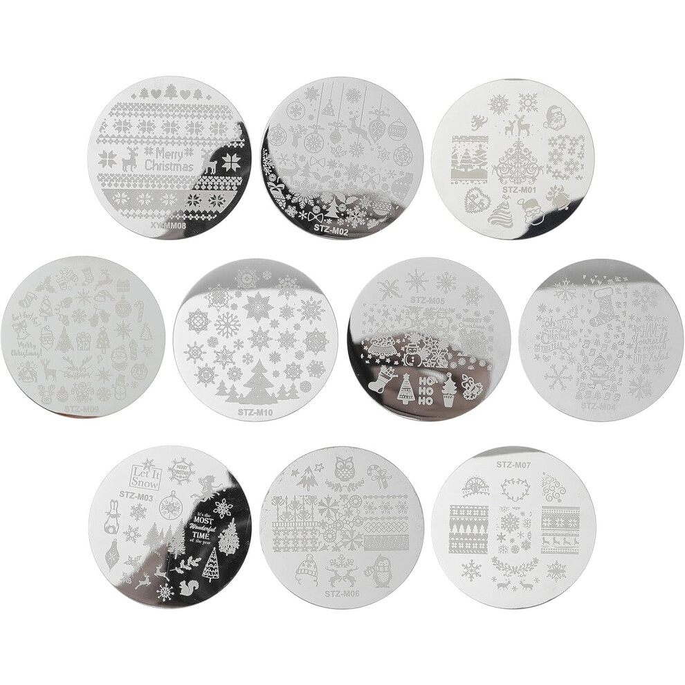 Hkhbjs 10 Sheets Nail Art Templates Christmas Nail Stamping Plates For Holiday Assorted Style