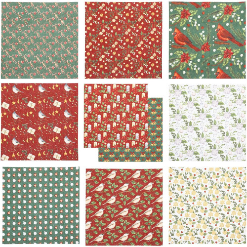 10sheets Christmas Quilting Fabric Cotton Patchwork DIY Xmas Fabric Squares