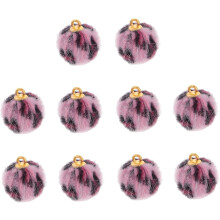10 Stück Plüsch-Leoparden-Anhänger-Pompons aus künstlichem Fell, DIY-Schmuckbastelzubehör