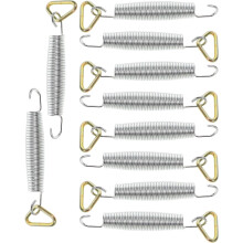 10 resortes de tambor de cintura de 14 cm con ganchos y hebillas triangulares para trampolín.