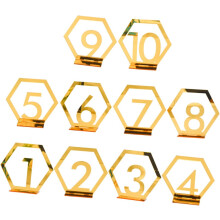 10 Tischnummernschilder für Hochzeiten aus bruchfestem Goldlegierungsmaterial