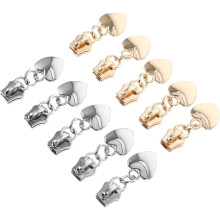 10 Stück herzförmige Reißverschlussanhänger aus Metall, klein, gold- und silberfarben, DIY-Kleidungsaccessoires