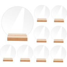 10 runde Tischnummernschilder aus Acryl mit Holzsockel für Hochzeiten, Veranstaltungen und Projekte (Design)