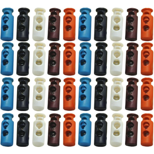 100pcs Adjustable Double Hole Plastic Spring Buckles Elastic Rope Lock Catch Buttons