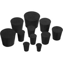 Bouchons en caoutchouc noir robustes, lot de 11, forme conique, haute étanchéité.