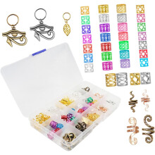 116pcs Braid Hair Jewelry Set Dreadlock Beads Charms Braids Accessories Mixed Gold Silver Rainbow Colors