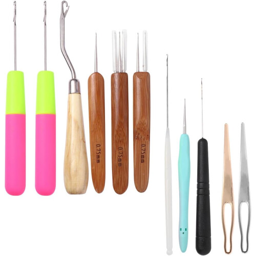 11pcs Hair Knitting Needles Crochet Hook Dreadlocks Knitting Tool Set