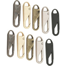 Kit de 10 tirettes de fermeture éclair métalliques détachables avec languettes pour sacs à dos, bagages et vêtements.