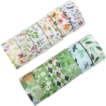 Nastro adesivo decorativo Washi Tapes floreale, verde, leggero, ideale per scrapbooking, arti e mestieri.