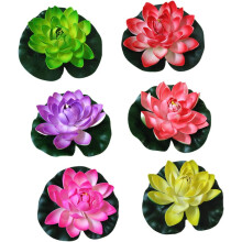 12 künstliche, schwimmende Wasserlilien (Eva-Lotusblumen) zur Teichdekoration, pflegeleicht, zufällige Farbe