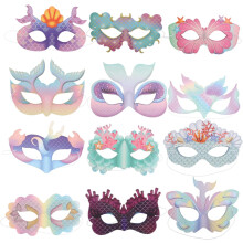 12 Stück Halbgesichter für Jungen und Mädchen, geeignet für Karneval, Partys, Halloween, Cosplay und Gesichtsbemalung