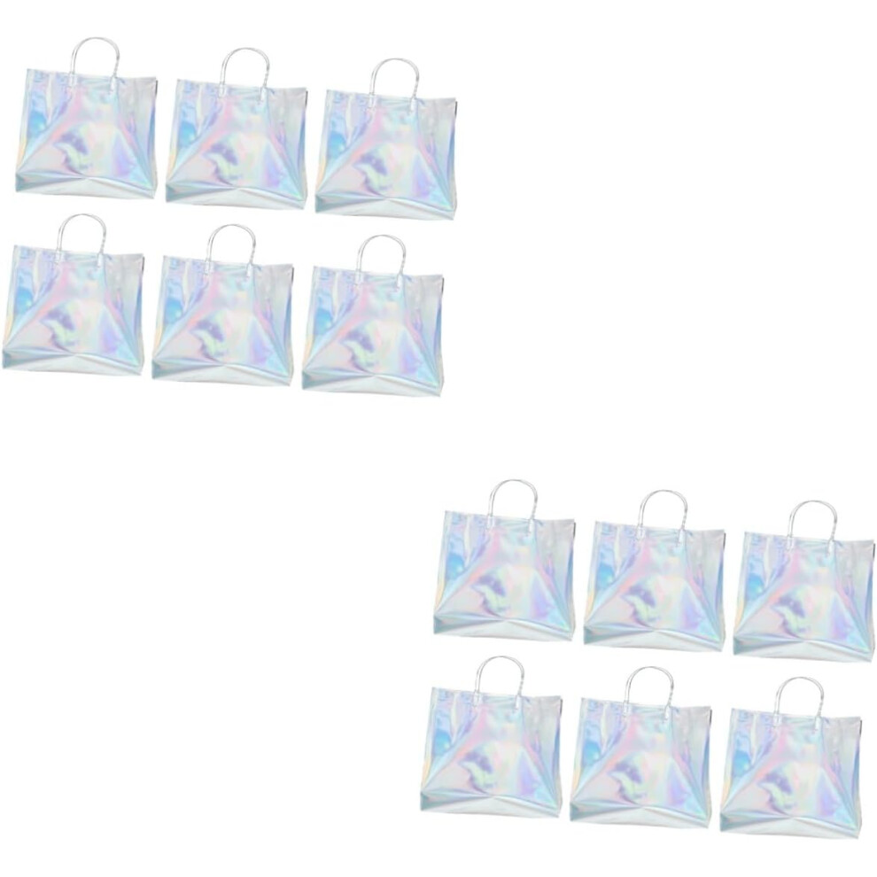 Hkhbjs Silver 12Pcs Reusable Bulk Tote Bags For Packing And Shopping Large Carry Bag Handles For Household Groceries And Travel