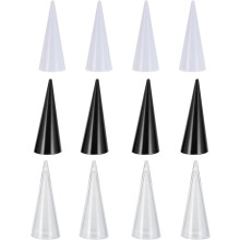12-teiliges Set kegelförmiger Acryl-Ringhalter in Schwarz, Weiß und weiteren Farben