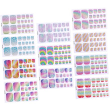 11pcs Rainbow Glitter Toenail Stickers Stunning Summer Nail Art Wraps