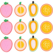 Lot de 12 éponges de cuisine réutilisables à main, en forme de fruits et style dessin animé créatif