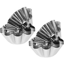 12 moules à tartelettes, cupcakes et muffins en acier inoxydable, en forme de fleur, réutilisables et antiadhésifs.