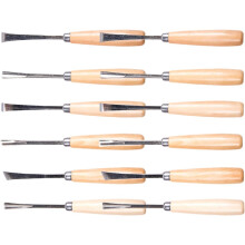Ensemble de 12 ciseaux Ă bois pour la sculpture, comprenant des gouges sculpturales et des ciseaux professionnels pour menuisiers.