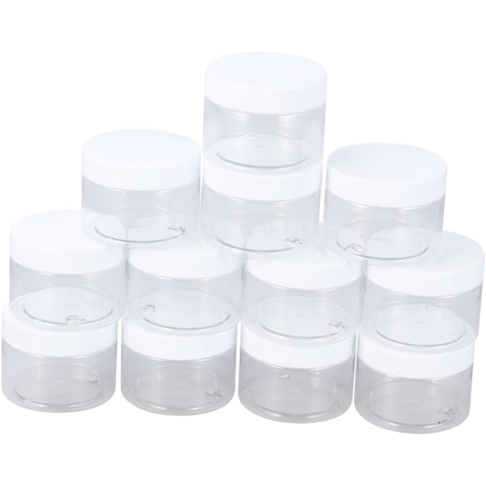 Hkhbjs 12Pcs Empty Plastic Wide-Mouth Jars Refillable Containers Lids For Crafts Cosmetics Lotions