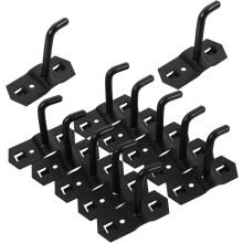 12 schwarze Lochwandhaken für Wandlattenwände, 6 mm dicke Stahl-Regalhalterungen