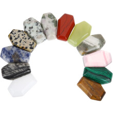 12pcs caixão em forma de pedras de cristal natural conjunto para terapia de meditação e decoração de mesa de casa