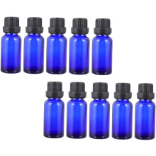 12pcs 10ml garrafas de óleo essencial de vidro azul gota e tampa grande, garrafas portáteis de viagem sub