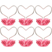 12pcs Anéis de cortina de chuveiro de ganchos de rosa Design único de rosa Slide de resina de aço inoxidável rosa no ajuste da barra
