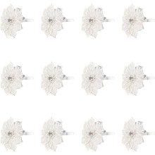 Serviço elegante prata flor malha de metal 12pcs design fivelas e fechos de casamento chic