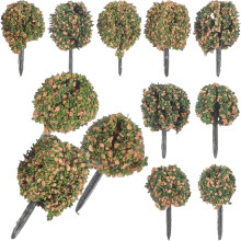 Touffes miniatures de buissons artificiels (12 pièces) en plastique, vert automne mélangé