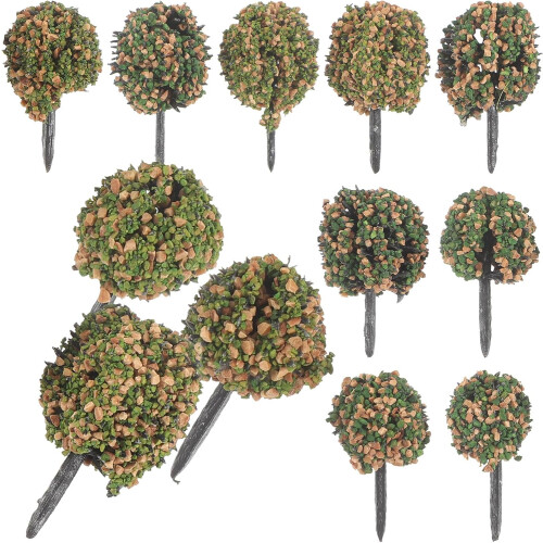 Miniature Simulation Bush Cluster 12pcs Plastic Shrub Tufts Mixed Autumn Green