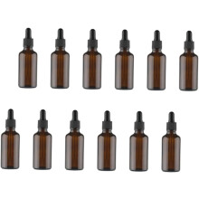 12pcs garrafa goteira de vidro para óleo essencial garrafas goteiras recarregáveis chá marrom