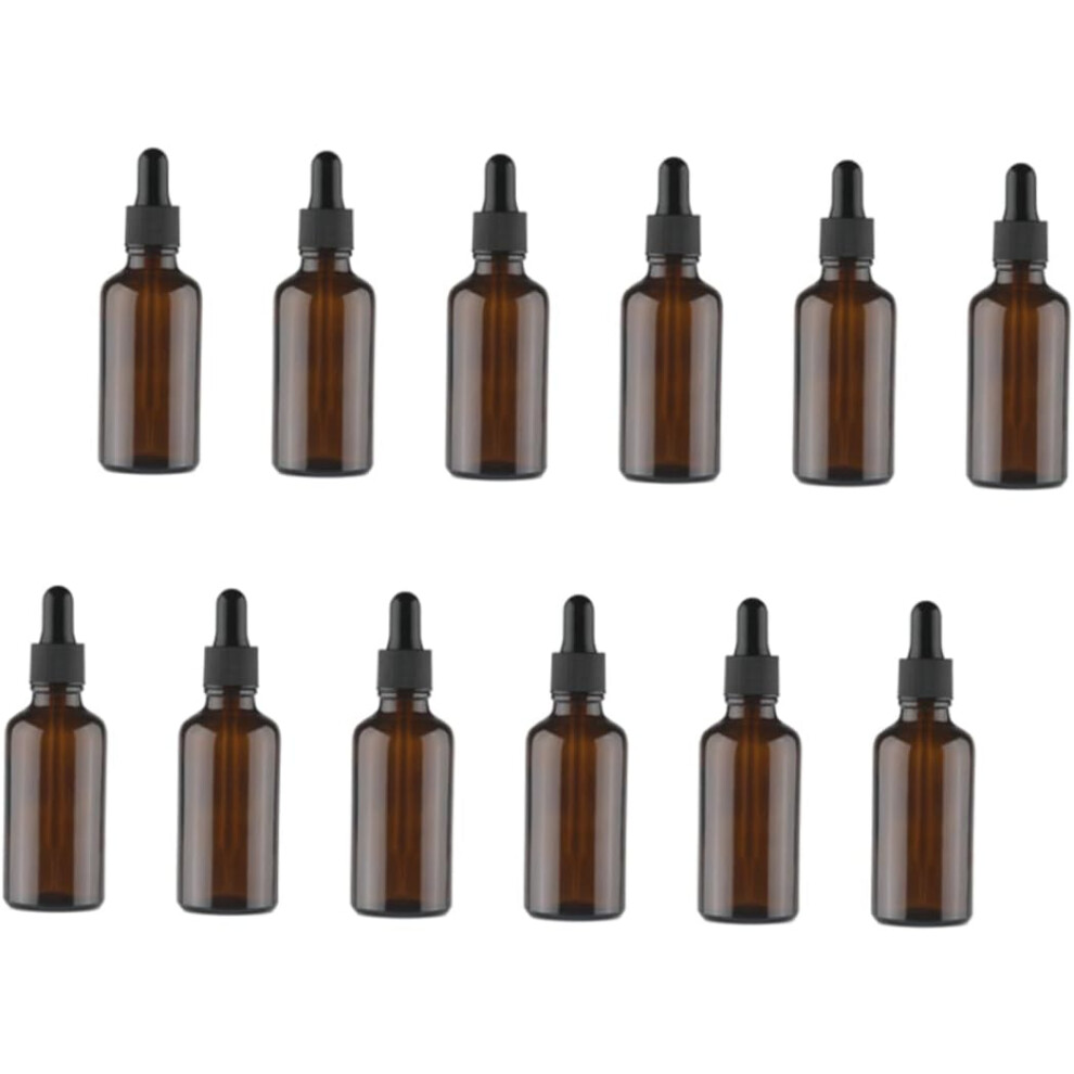 Hkhbjs Brown 12Pcs Glass Dropper Bottle For Essential Oil Refillable Dropper Bottles Tea