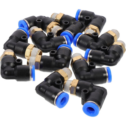Conector de ângulo reto 12pcs 90 graus conectores rápidos para o material flexível da mangueira de ar