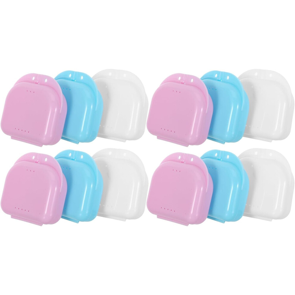 Hkhbjs 12Pcs Portable Denture Case Denture Soaking Case Carry For Travel Office School Leak-Design Retainer Holder Box