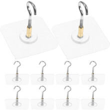 12 PCs pendurado gancho teto adesivo ganchos sem broca forte rolamento de carga PVC ferro cobre para banheiro cozinha