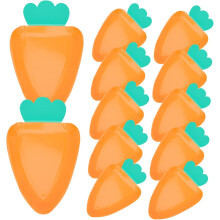 12pcs Carrot Shaped Dishes Disposable Cutlery Carrot Paper Plate Party Dinner Plate