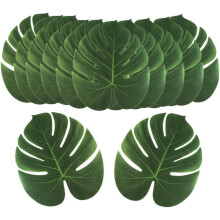 12 grüne Tischsets in Form von Monstera-Blättern und Palmenblättern aus Kunststoff