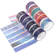 12 Rollen Washi-Tape-Set mit goldener Nachthimmel-Folie, dekoratives Bastelband