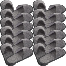 12 Pairs Disposable Open Toe Nonslip Guest Slippers Black Breathable Portable Slippers for Travel Business Trips and Hotel Use