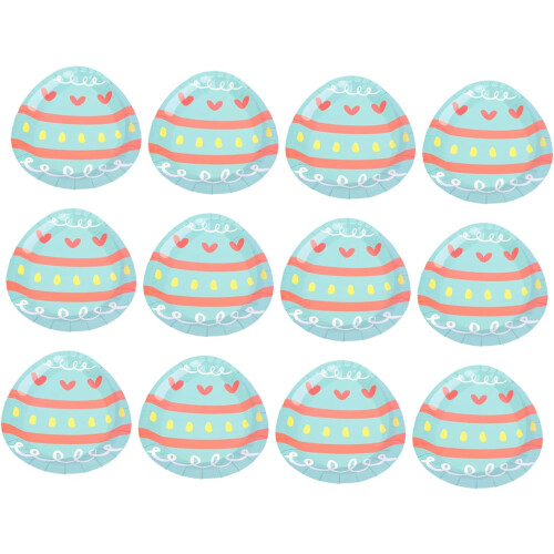 12pcs Easter Egg Paper Plate Disposable Tray for Party Design