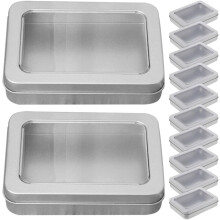 12 Stück Aufbewahrungsdosen aus Metall mit Klappdeckel, rechteckige kleine Metallboxen 15 x 85 x 22 mm
