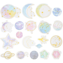 Juego de 60 pegatinas Washi con diseño de cielo y lámina dorada, autoadhesivas, para manualidades.