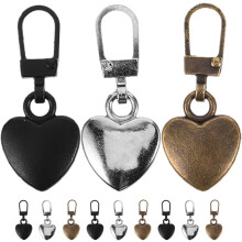 12Pcs Heart-Shaped Metal Zipper Pulls Set, Detachable Zipper Puller Replacement Tabs