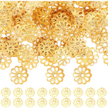 1200pcs 9mm Gold Metal Bead Caps Flower Spacer Beads para jóias fazendo DIY colar pulseira fornecimentos de artesanato