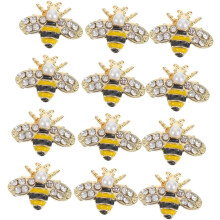 12pcs Alloy Bee Nail Art Accessories Cute Bee Shape Nail Charms DIY Art Decorations Rhinestone Supplies for Manicure