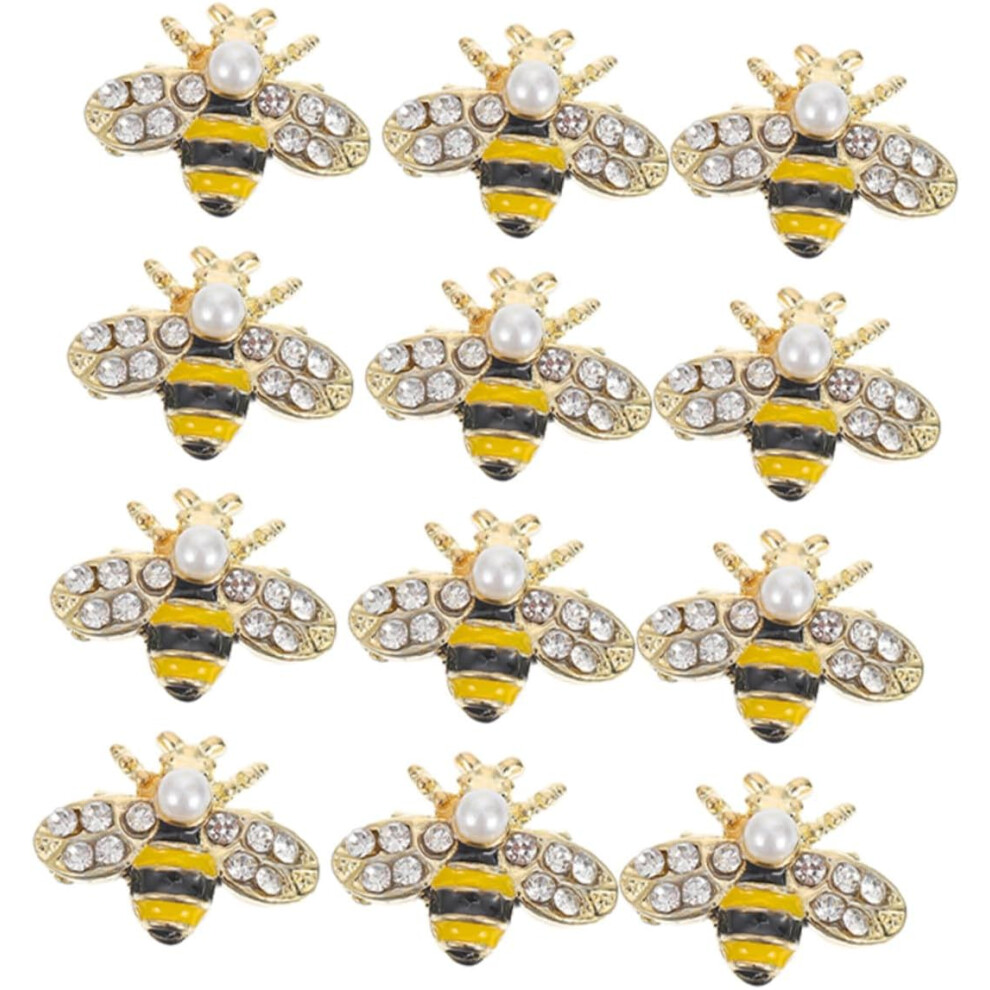 Hkhbjs 12Pcs Alloy Bee Nail Art Accessories Cute Bee Shape Nail Charms Diy Art Decorations Rhinestone Supplies For Manicure