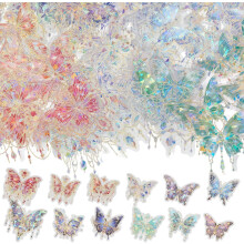 Adesivos de animais de estimação de borboleta holográfica 120pcs DIY scrapbook decorativo planejador material artesanal