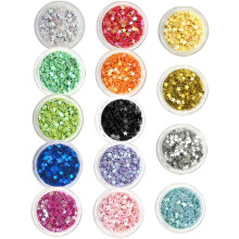 14-teiliges Set mit sternförmigen Nagelanhängern in verschiedenen Farben – Glitzernde Paillettensterne für Nagelkunst
