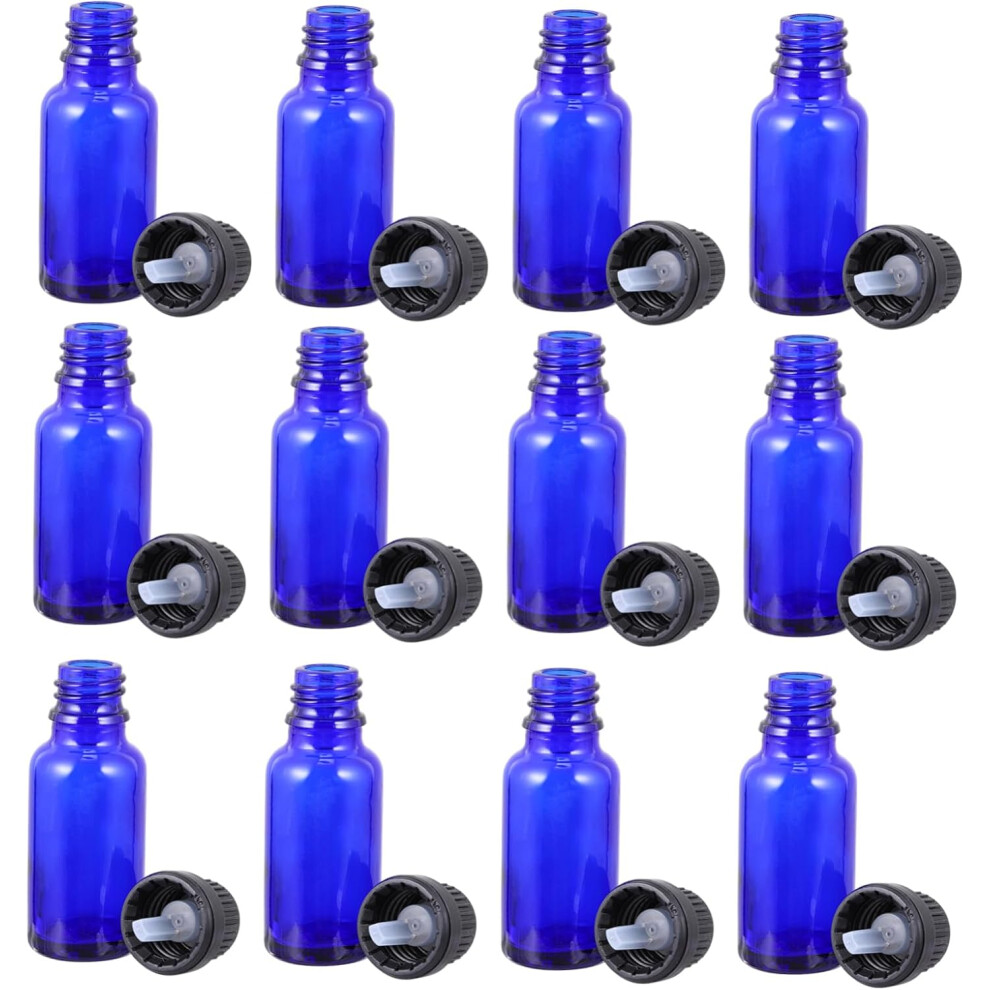 Hkhbjs Blue 15Pcs Essential Oil Glass Bottles Cosmetic Dropper Bottles For Travel Empty Cap