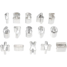 15pcs Número Forma Cookie Cutters Cozinhar Moldes Aço inoxidável Fácil de limpar Fácil de cortar Prata